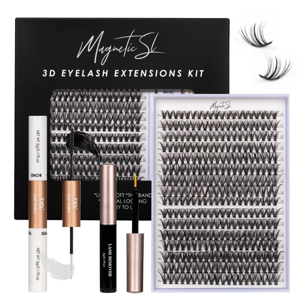 Lash Clusters DIY Lash Extensions Kit 320pcs Individual Lashes Clusters 30D 40D D-Curl Eyelash Extension Kit with Applicator and Lash Bond&Seal,Clusters Lash Glue Remover Mix 10-16mm (30D+40D-320 KIT)