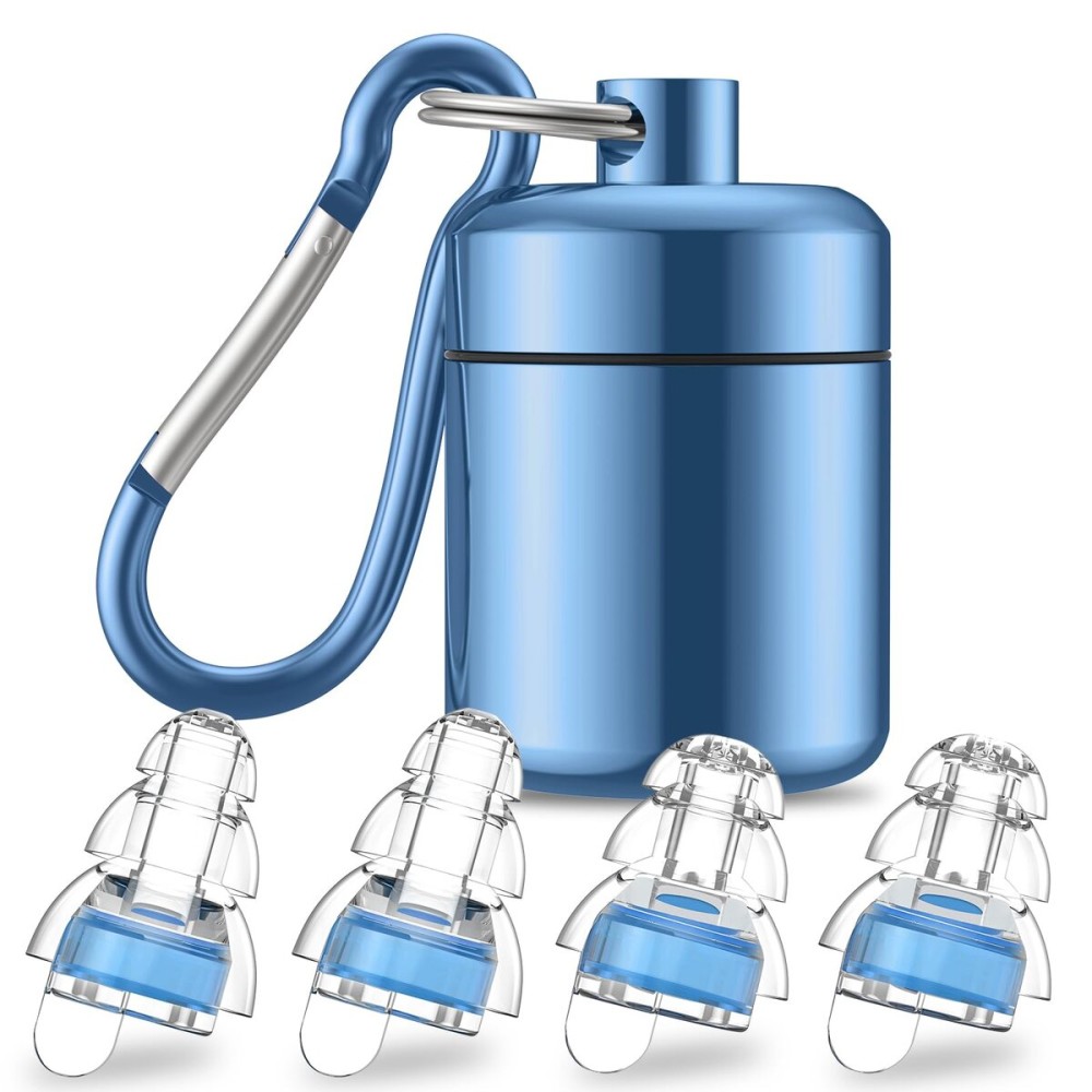 High Fidelity Concert Earplugs for Concerts MusiciansEarplugs for noise reduction24db Advanced Filter Technology Ear Protection for Music Festivals,DJ\'s, Nightclub, Drummers - 2 Pairs(Blue)