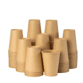 RACETOP [100 Pack] 12 oz Coffee Cups, Disposable Coffee Cups, Kraft Paper Cups, Hot Cups Unbleached for Home, Stores, Cafes, Office