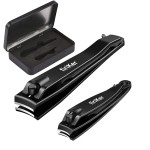 firiKer Nail Clippers Set, Heavy Duty Black Matte Stainless Steel nail Clipper with Nail File,Fingernail and Toenail Clipper Cutters, Nail Clipper Tools for Men & Women,Christmas Best Gift Tin Case
