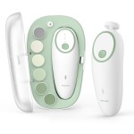 Momcozy Baby Nail File Electric, Gentle Baby Nail Trimmer Electric, Baby Nail Clipper with Night Light, 7 Grinding Head Replacement Pads, Green