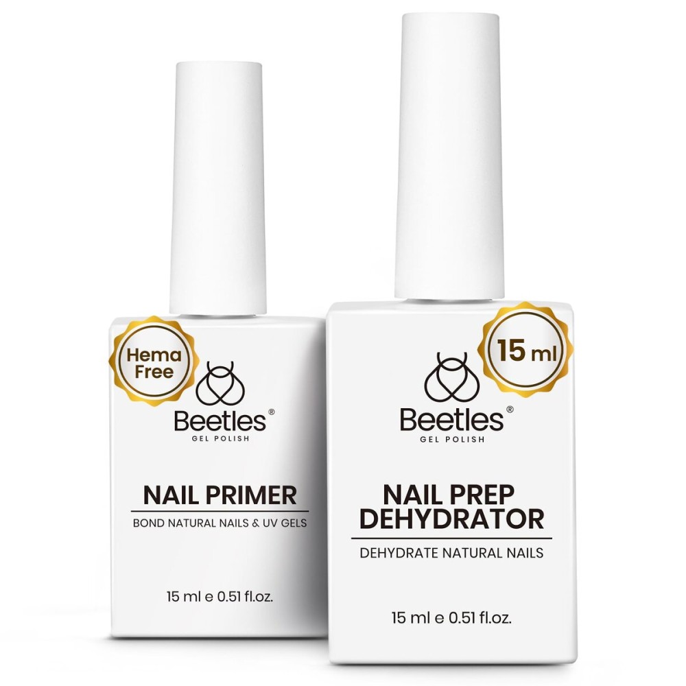 Beetles 15ml Nail Dehydrator and Primer - Acid Free & Hema-Free Natural Prep Dehydrate and Bond Primer for Acrylic Fast Dry Nail Supplies Professional Salons Christmas Set