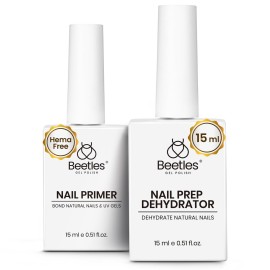 Beetles 15ml Nail Dehydrator and Primer - Acid Free & Hema-Free Natural Prep Dehydrate and Bond Primer for Acrylic Fast Dry Nail Supplies Professional Salons Christmas Set
