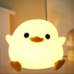 Attivolife DoDo Duck Night Light, Animal Silicone Nursery Lamp with Dimmable, Table Bedside Lamp with Timer for Bedroom, Kawaii LED Squishy Night Light Decor Gifts