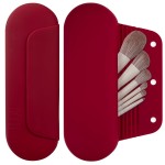 AGIKET Silicone Makeup Brush Holder Travel Cosmetic BagSoft Portable Cosmetic Face Brushes Holder with Upgrade Anti-Fall Out Magnetic Closure, Large Travel Makeup Brush Case - Red
