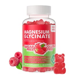 90 CT Magnesium Glycinate Gummies 1000mg - Sugar Free Magnesium Potassium Supplement with Vitamin D, B6, CoQ10 for Calm Mood & Sleep Support - 90 Raspberry Gummies