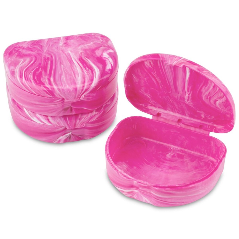 Practicon Marble Retainer Cases, Orthodontic Aligner Case, Mouth Guard Holder (3 Pack) (Pink)