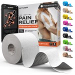 Kinesiology Tape-Incredible Support for Athletic Sports and Recovery + Free Taping Guide - Pre-Cut 2 inch 16.4 feet (Frosted White + Free Taping Guide, 1 Pack)