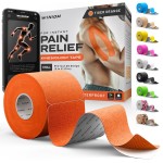 Kinesiology Tape-Incredible Support for Athletic Sports and Recovery + Free Taping Guide - Pre-Cut 2 inch 16.4 feet (Tiger Orange + Free Taping Guide, 1 Pack)