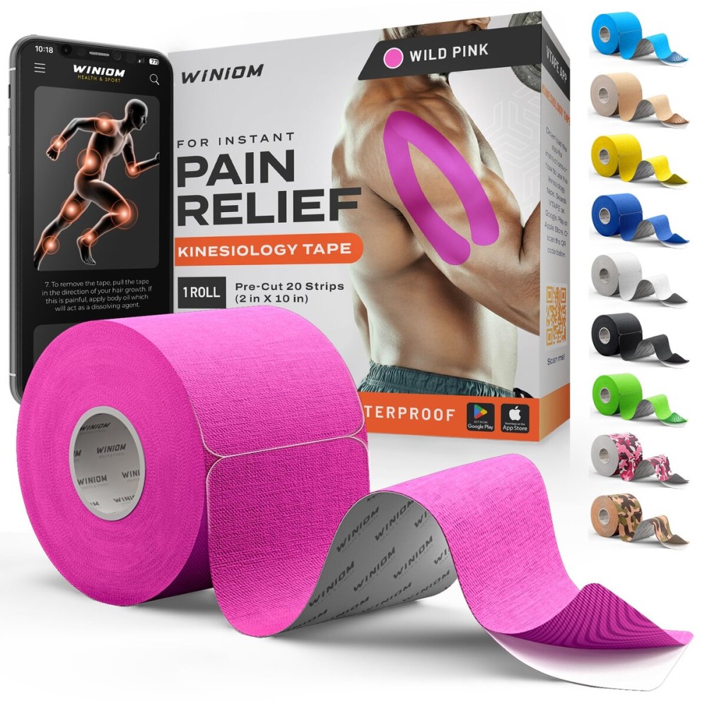 Kinesiology Tape-Incredible Support for Athletic Sports and Recovery + Free Taping Guide - Pre-Cut 2 inch 16.4 feet (Wild Pink + Free Taping Guide, 1 Pack)