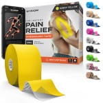 Kinesiology Tape-Incredible Support for Athletic Sports and Recovery + Free Taping Guide-Uncut 2 inch 32 feet Roll (Sunny Yellow + Free Taping Guide, Pack of 1)