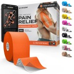 Kinesiology Tape-Incredible Support for Athletic Sports and Recovery + Free Taping Guide-Uncut 2 inch 32 feet Roll (Tiger Orange + Free Taping Guide, Pack of 1)