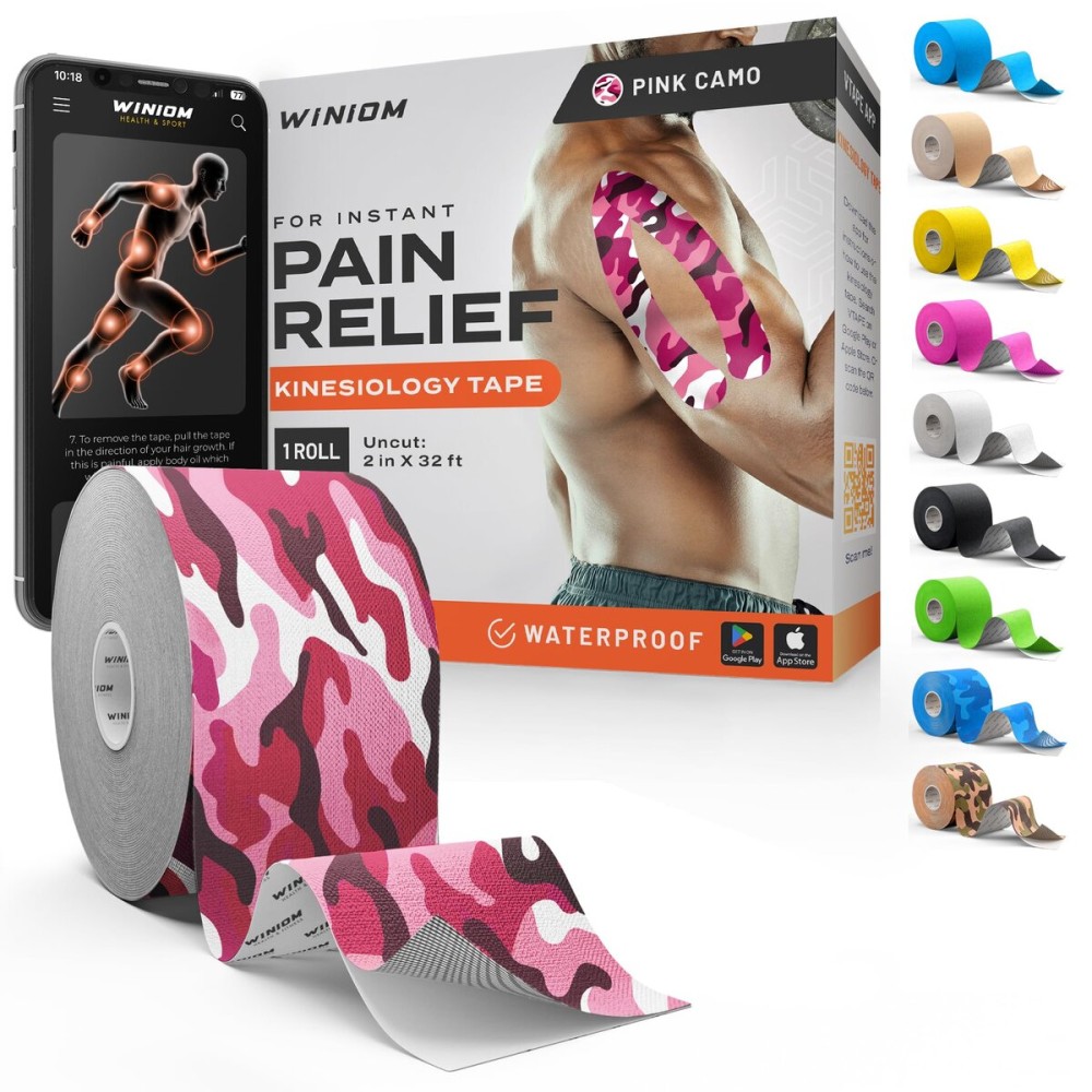 Kinesiology Tape-Incredible Support for Athletic Sports and Recovery + Free Taping Guide-Uncut 2 inch 32 feet Roll (Wild Pink Camo + Free Taping Guide, Pack of 1)