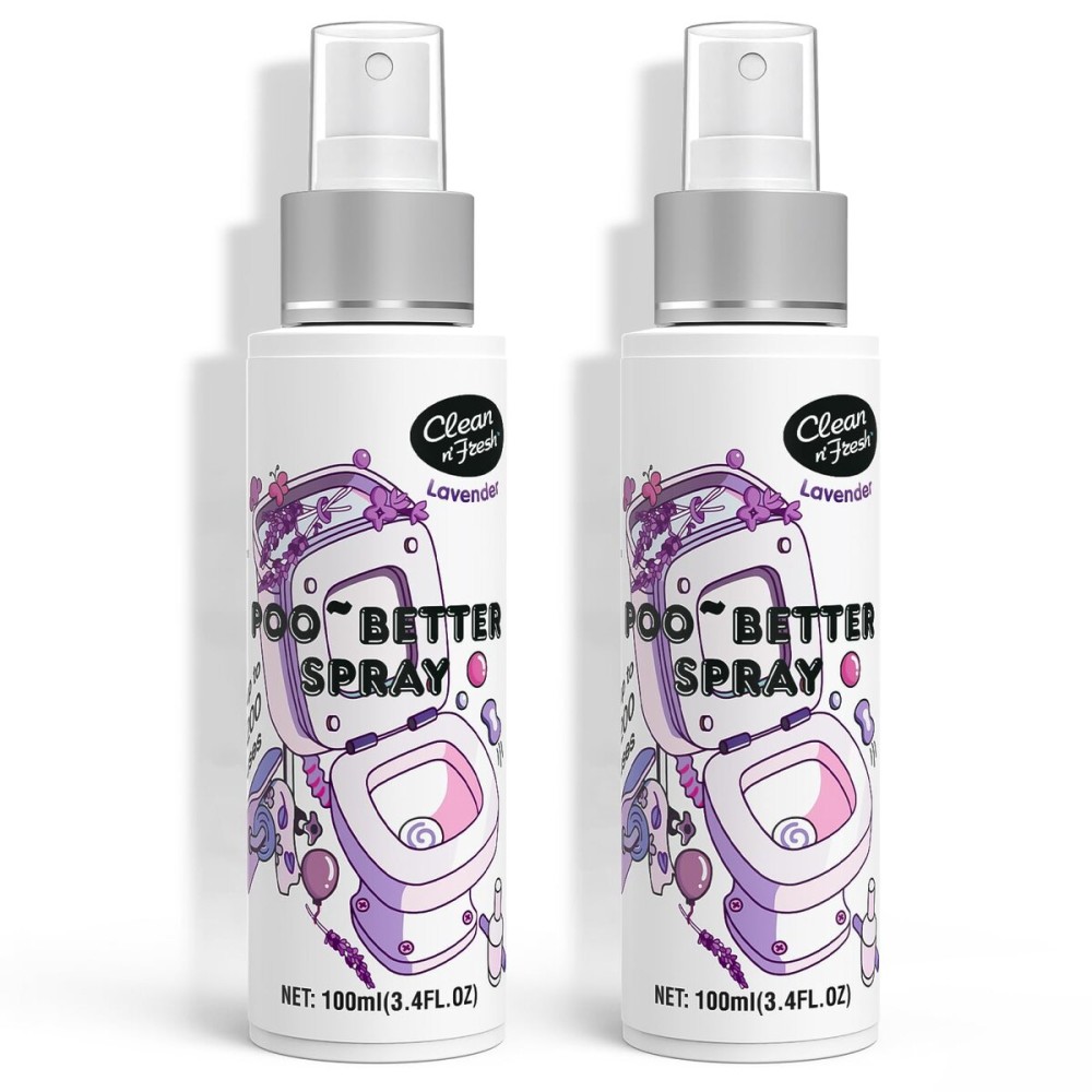 Clean-n-Fresh Toilet Spray for Poop, Lavender 6.8 Fl.Oz, Air Freshener Bathroom Spray, Odor Eliminator| Up to 400+ Uses