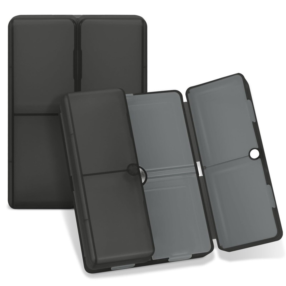 FYY Daily Pill Organizer, 7 Compartments Portable Pill Case Travel Pill Organizer,[Folding Design] Pill Box for Purse Pocket to Hold Vitamins,Cod Liver Oil,Supplements and Medication-Clear Black