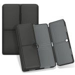 FYY Daily Pill Organizer, 7 Compartments Portable Pill Case Travel Pill Organizer,[Folding Design] Pill Box for Purse Pocket to Hold Vitamins,Cod Liver Oil,Supplements and Medication-Clear Black