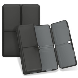 FYY Daily Pill Organizer, 7 Compartments Portable Pill Case Travel Pill Organizer,[Folding Design] Pill Box for Purse Pocket to Hold Vitamins,Cod Liver Oil,Supplements and Medication-Clear Black