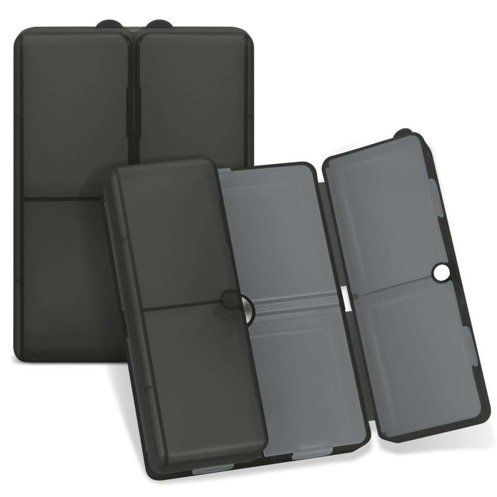 FYY Daily Pill Organizer,7 Compartments Portable Pill Case Travel Pill Organizer,[Folding Design] Large Pill Box for Purse Pocket to Hold Vitamins,Cod Liver Oil,Supplements and Medication-Clear Black