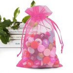 ANZNKU 50 Pack Hot Pink Organza Bags 4 x 6 inch Premium Sheer Drawstring Small Mesh Bags for Candy Jewelry Party Wedding Christmas Favor Gift Bags