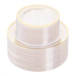 BESTVIP 100PCS Clear Plastic Plate, Disposable Party Plates with 50 Dinner and 50 Dessert Plates, Plastic Plate for Party, Wedding and Birthday