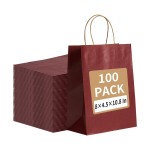 RACETOP 100 Pack 8x4.5x10.8 Inch Medium Red Paper Gift Bags with Handles Bulk, Kraft Bags, Shopping Bag for Boutique, Wedding Party Favor, Merchandise, Retail, Small Business
