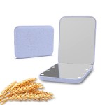 Kintion Wheat Straw Pocket Mirror, 1X/3X Magnification Travel Mirror for Purse, Folding Handheld Mirror, Small Lighted Compact Mirror for Gift, Purple