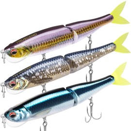 TRUSCEND Fishing Lures for Bass, Glide Baits with Vertical Tongue Design, Segmented Swimbaits Fishing Lures for Saltwater Freshwater, Slow Sinking Plugs Lures for Bass Walleye Trout Pike Musky