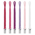 POKIPAW Pacifier Clip for Boys and Girls 6 Pack Baby Pacifier Holder Leash 100% Handmade Braided Fits All Pacifiers & Teething Toys Modern Unisex Baby Gift (Charming Pastels)