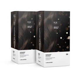 IGK Permanent Hair Dye Color Kit Set of Two | 5N Back To Brown - Natural Brown | 100% Gray Color Coverage + Strengthen + Shine | Ammonia Free