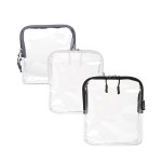 BORSALI TSA Approved Toiletry Bag - Clear Quart Size for 3-1-1 Carry On Travel - Makeup Organizer Cosmetic Pouch with Zipper - Travel Accessories - Set of 3