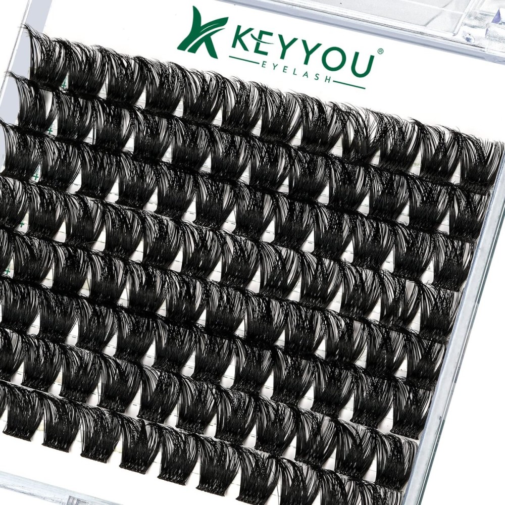 Lash Clusters 96pcs Individual Lashes Y01 D Curl 14mm Eyelash Clusters KEYYOU Volume Wispy Lash Extension Soft&Comfortable Easy DIY at Home(Y01,D-14mm)