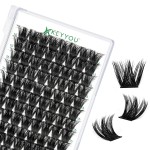 Lash Clusters 96pcs Individual Lashes Y02 D Curl 16mm Eyelash Clusters KEYYOU Volume Wispy Lash Extension Soft&Comfortable Easy DIY at Home(Y02,D-16mm)