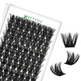 Lash Clusters 96pcs Individual Lashes Y02 D Curl 16mm Eyelash Clusters KEYYOU Volume Wispy Lash Extension Soft&Comfortable Easy DIY at Home(Y02,D-16mm)
