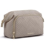 BAGSMART Travel Makeup Bag, Cosmetic Bag Small Make Up Organizer Case,Wide-open Pouch for Women Purse for Toiletries Accessories Brushes,Large Tranquil Gray
