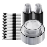 Goodluck 175 Piece Black Plastic Dinnerware Set for Party, Clear Disposable Plates for 25 Guests, Include: 25 Dinner Plastic Plates, 25 Dessert Plates, 25 Pre Rolled Napkins with Cutlery Set, 25 Cups