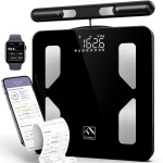 FITINDEX Body Composition Scale for Body Weight, Smart 8-Electrodes with BMI, Body Fat, Muscle Mass, 50 Composition Measurements, Bluetooth