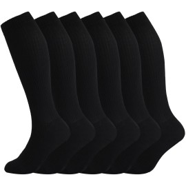 +MD 6 Pairs Compression Socks (15-20mmHg) for Women & Men - Cushion Knee High Socks for Running,Medical,Athletic,Nurses,Travels,Edema,Anti-DVT,Varicose Veins, Shin Splints 6Black 9-11
