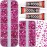 b-7000 Glue on 7500Pcs Hot Pink Rhinestones Flatback for Crafts Clothing Clothes Fabric Shoes Jerseys, Crystals Diamonds Gems Flat Back Rhinestone Kit Multi Sizes SS 6 to SS 20