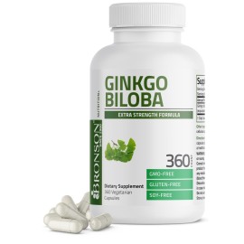 Bronson Ginkgo Biloba Extra Strength Supports Brain Function & Memory Support, 360 Vegetarian Capsules