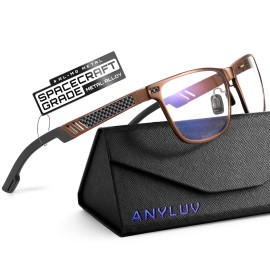 Blue Light Glasses Men Premium Mens Gaming Computer Glasses Clear Lens with Al-Mg Frame Anti Blue Ray Screen Blocker