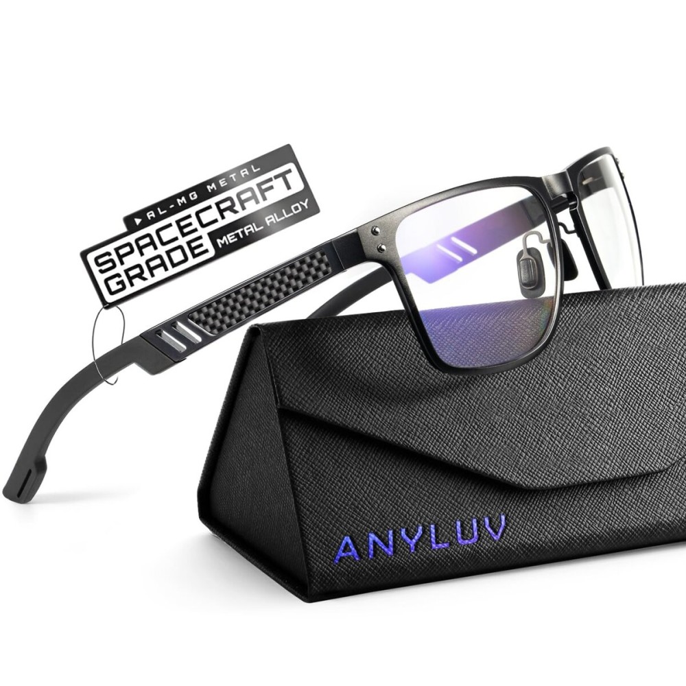 Blue Light Glasses Men Premium Mens Gaming Computer Glasses Clear Lens with Al-Mg Frame Anti Blue Ray Screen Blocker