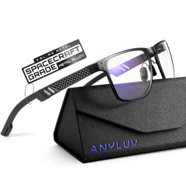 Blue Light Glasses Men Premium Mens Gaming Computer Glasses Clear Lens with Al-Mg Frame Anti Blue Ray Screen Blocker