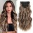 Fliace Clip in Long Wavy Synthetic Hair Extensions 20 Inch Light Brown with Blonde Highlights 6PCS Thick Hairpieces Fiber Double Weft Hair for Women