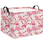 HIYAGON Rectangular Easter Basket Pink Bunny Easter Basket for Kids Gift Basket Empty Baby Girl Storage Baskets Toy Basket Cute Storage Bin Organizer Box Bunny Room Decor for Books(Pink Bunny)