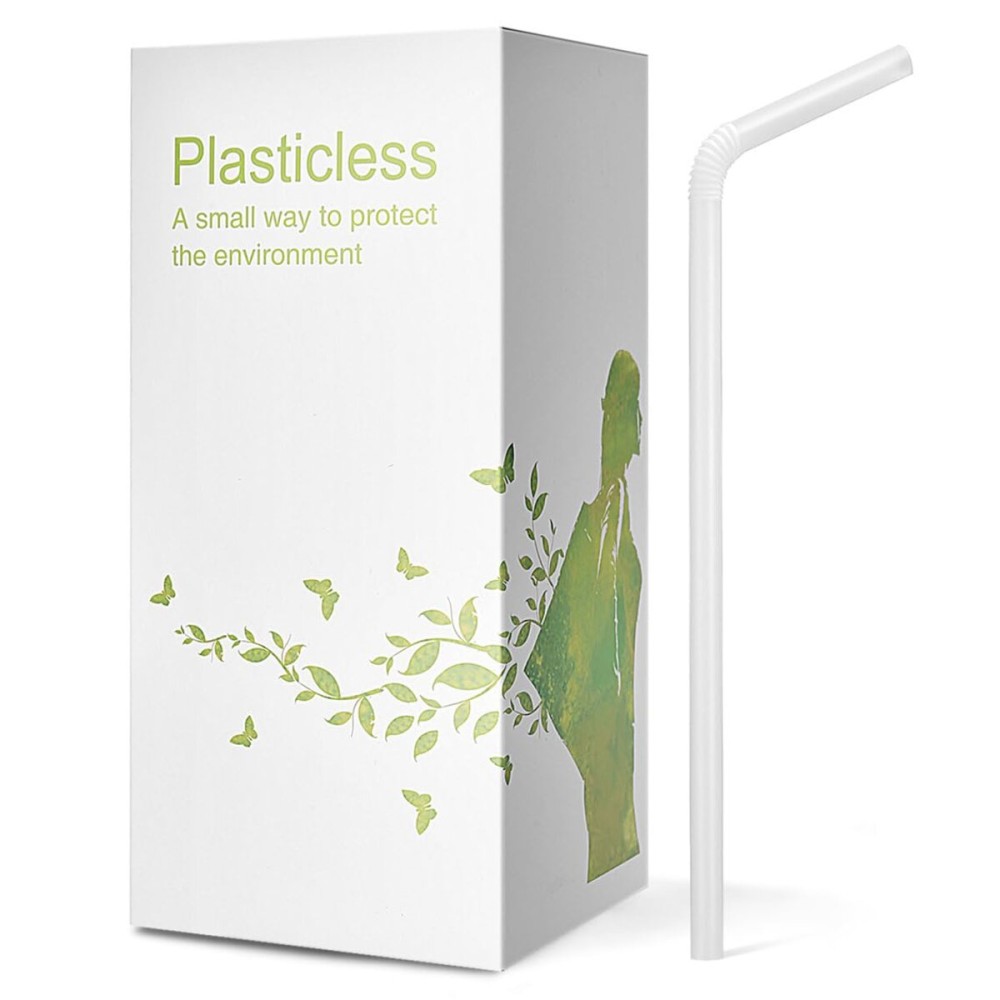 200 Count 100% Plant-Based Compostable 10.25 in Long PLA Straws-Plasticless Biodegradable Bendy Drinking Straws-A Fantastic Eco Friendly Alternative to Plastic Straw