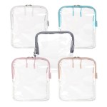 BORSALI TSA Approved Toiletry Bag - Clear Quart Size for 3-1-1 Carry On Travel - Makeup Organizer Cosmetic Pouch with Zipper - Travel Accessories - 5 Pack Colors