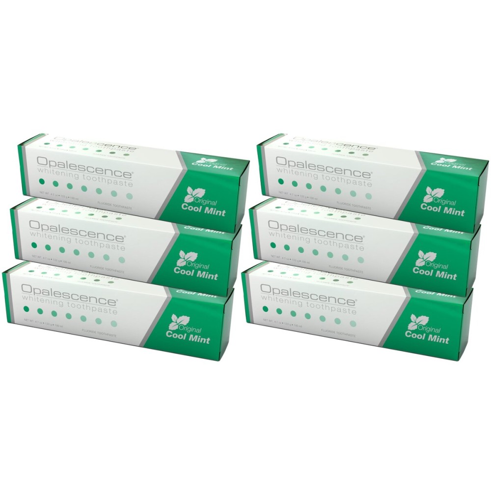 Opalescence Whitening Toothpaste - Pack of 6 - Fluoride Oral Care - 4.7 Oz - Cool Mint - TP-5166-6