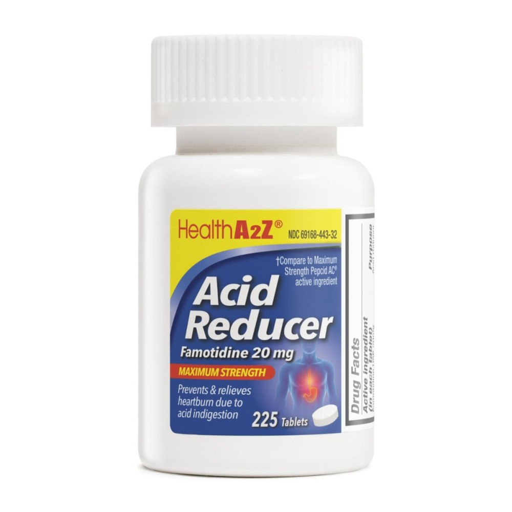 HealthA2Z Acid Reducer | Famotidine 20mg | Maximum Strength | Relief from Heart Burn Due to Acid Indigestion (225 Tablets (Pack of 1))