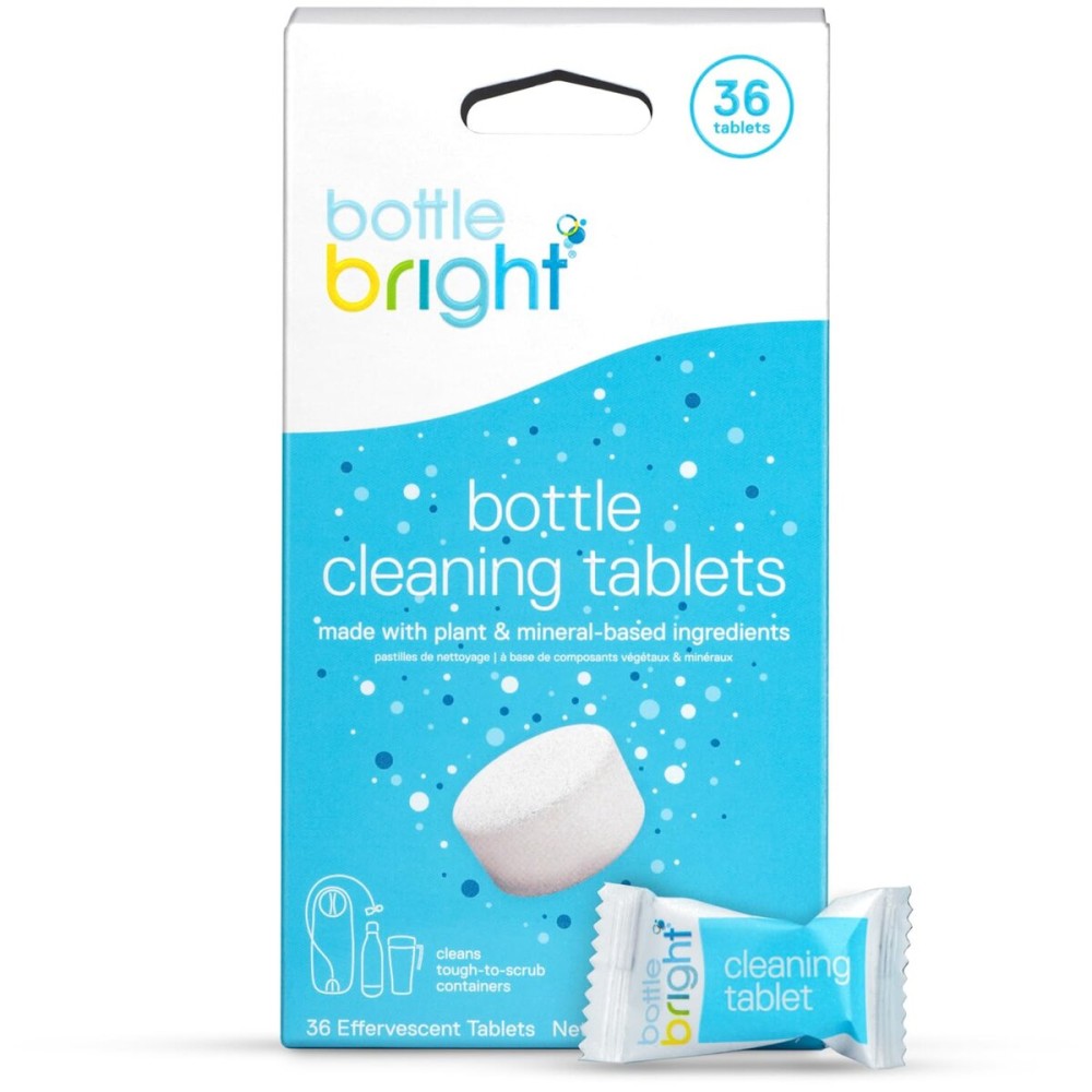 Bottle Bright 36 Tablets - EPA Safer Choice Certified, Clean Stainless Steel, Thermos, Tumbler, Insulated, Plastic and Reusable Water Bottles -Bottle Bright Cleaning Tablets are Easy and Safe to Use
