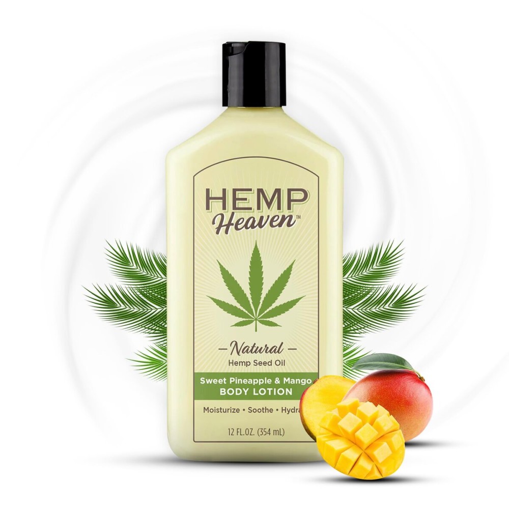 Hemp Heaven Hemp Lotion - Lotion Pineapple & Mango Scent - Natural Hemp Seed Oil, Paraben-Free, 12 oz, Made in USA, Nourishing for Men & Women, EWG Verified, Anti-Aging